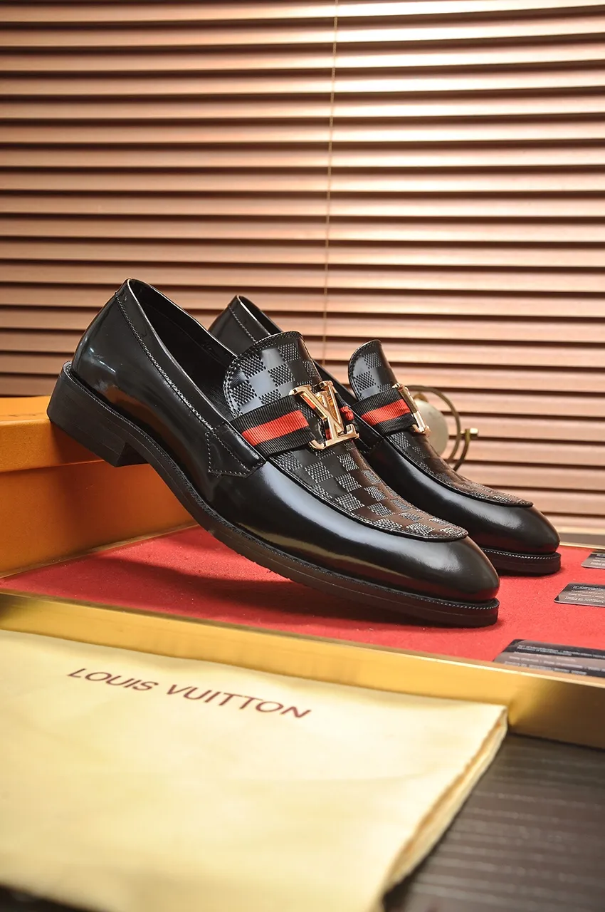 Men's shoes💰460💶【LOUIS VUITTON】(sheepskin lining) new cowhide LV formal shoes🎩🎩❗️🆘made one to one at the counter🎩original quality, imported cowhide upper➕full sheepskin lining➕original rubber outsole, {high quality visible}👣Size: 38-45 (45 custom-made)